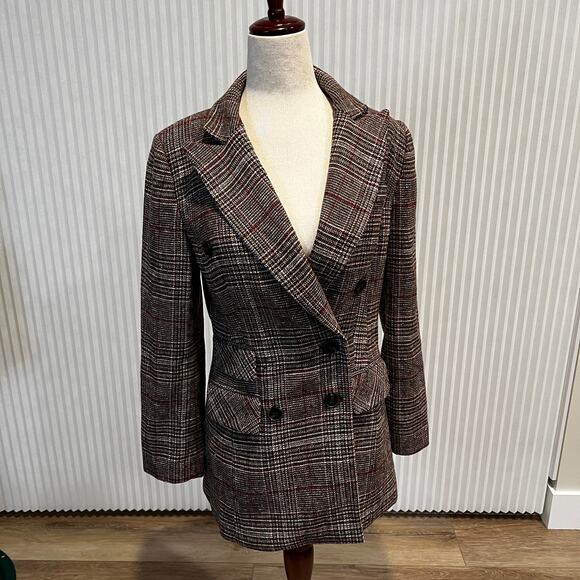 LAVINIA CLUB Women's Double Breasted Checked Blazer Jacket Size M - Picture 1 of 7